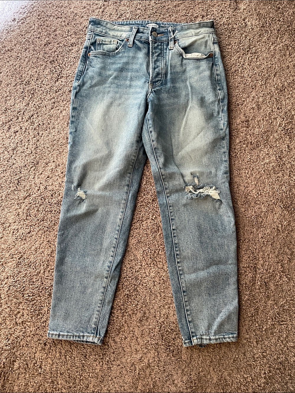 Old Navy Light Blue Straight Leg Distressed Jeans